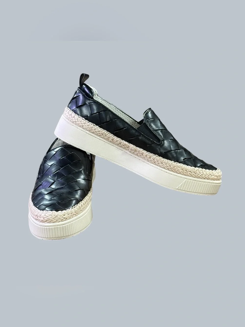 Franco Sarto Woven Black Platform Espadrille Slip On Sneakers Women’s 8M